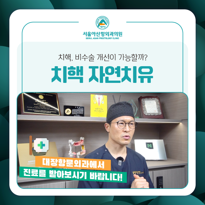 청주 치질 치핵 자연치유 가능한지 알아보겠습니다.